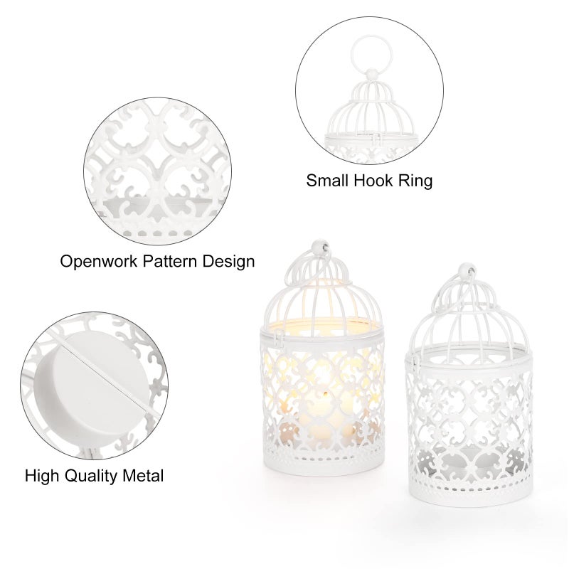 SHOWLOUE Hanging Birdcage Lantern, 6PCS Small Metal Tealight Holder Vintage Decorative Hanging Candle Holder Lantern Centerpieces for Wedding Halloween Christmas Table Decoration - Image 3